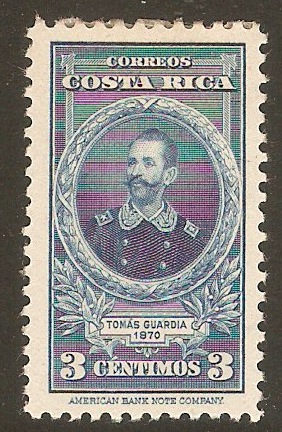 Costa Rica 1943 3c Portraits series. SG334.