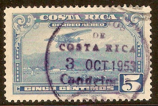 Costa Rica 1952 5c Blue - Air series. SG507.