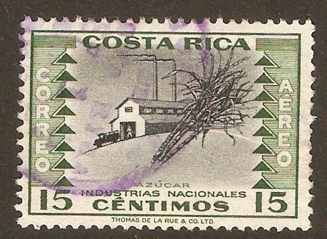 Costa Rica 1954 15c Black and green - National Industries. SG522