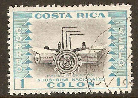 Costa Rica 1954 1col Black & turq.-blue - National Indust. SG534