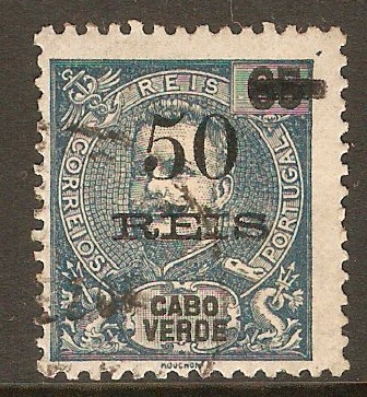Cape Verde Islands 1905 50r on 65r Dull blue. SG119.