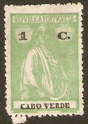 Cape Verde Islands 1920 1c Pale yellow-green. SG211a.