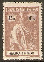 Cape Verde Islands 1920 1c Chocolate. SG212.