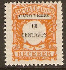 Cape Verde Islands 1921 3c Pale orange Postage Due. SGD255.