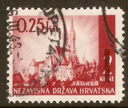 Croatia 1942 0.25Kn on 2k Claret. SG63.