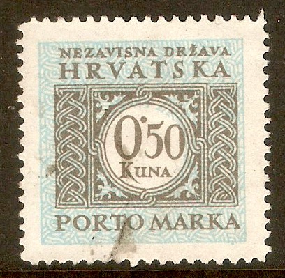 Croatia 1942 50b Grey-olive and pale blue Postage Due. SGD67.