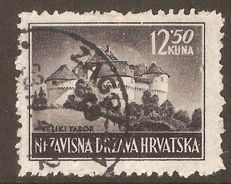 Croatia 1943 12k.50 Black - Castles series. SG79.