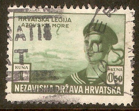 Croatia 1943 1k +0k.50 Croat Legion Fund series. SG85.