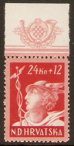 Croatia 1944 24k +12k Postal and Railway Workers series. SG125.