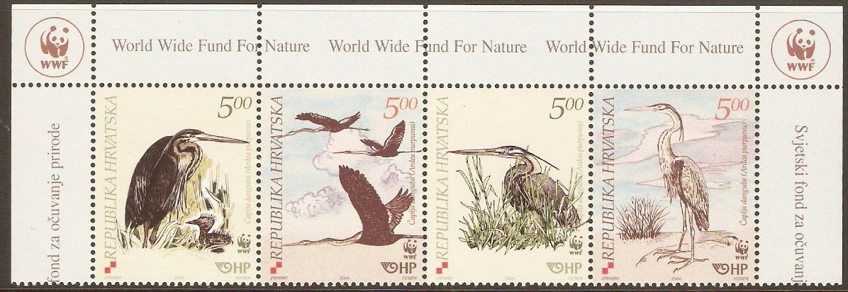Croatia 2004 Purple Heron Strip of 4 stamps. SG754a.
