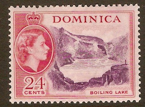 Dominica 1954 24c Purple and red. SG153.