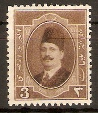 Egypt 1923 3m Brown - King Fuad I series. SG113.