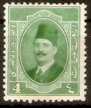 Egypt 1923 4m Green - King Fuad I series. SG114.