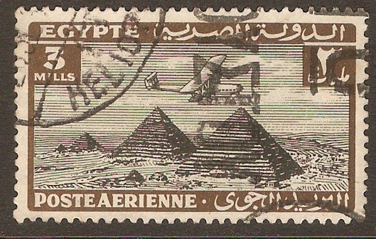 Egypt 1933 3m Black and brown Air Series. SG196.