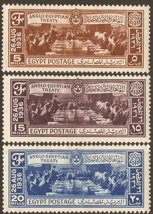 Egypt 1936 Anglo-Egyptian Treaty Set. SG245-SG247.