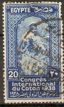 Egypt 1938 20m Blue - Cotton Congress seriess. SG268.