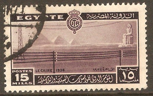 Egypt 1938 15m Purple - Telecomms Conference. SG270.