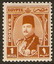 Egypt 1944 1m Brown King Farouk Series. SG291.