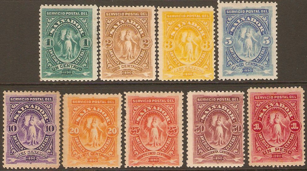 El Salvador 1890 Definitives Set. SG30-SG38.