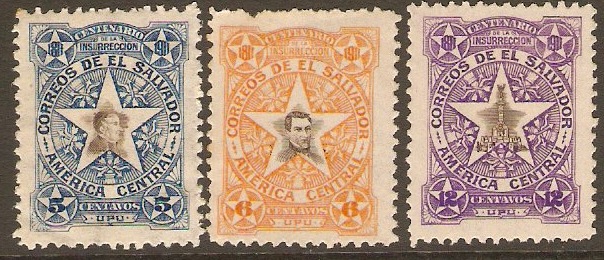 El Salvador 1911 Insurrection Anniversary Set. SG655B-SG657B.