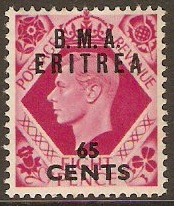 Eritrea 1948 65c on 8d Bright carmine. SGE7a.