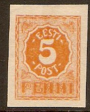Estonia 1919 5p Orange. SG6. Imperforate.
