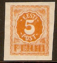 Estonia 1919 5p Orange. SG6. Imperforate.