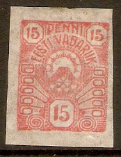 Estonia 1919 15p Red. SG8. Imperforate.