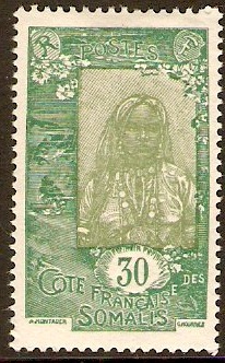 French Somali Coast 1925 30c Olive-green and green. SG218.