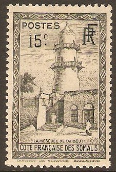 French Somali Coast 1938 15c Black. SG250.