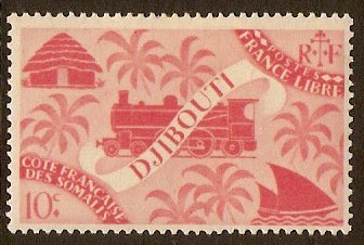 Djibouti 1943 10c Rose. SG362.