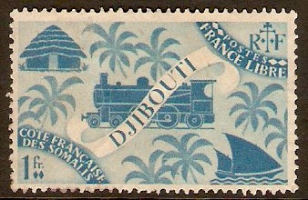 Djibouti 1943 1f Light blue. SG367.