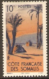 French Somali Coast 1947 10c Orange and violet. SG393.