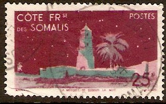 French Somali Coast 1947 25f Claret, blue and purple. SG411.