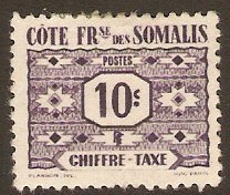 French Somali Coast 1947 10c Mauve - Postage Due. SGD415.