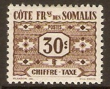French Somali Coast 1947 30c Sepia - Postage Due. SGD416.
