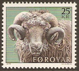 Faroe Islands 1979 25k Sheep rearing Stamp. SG41.