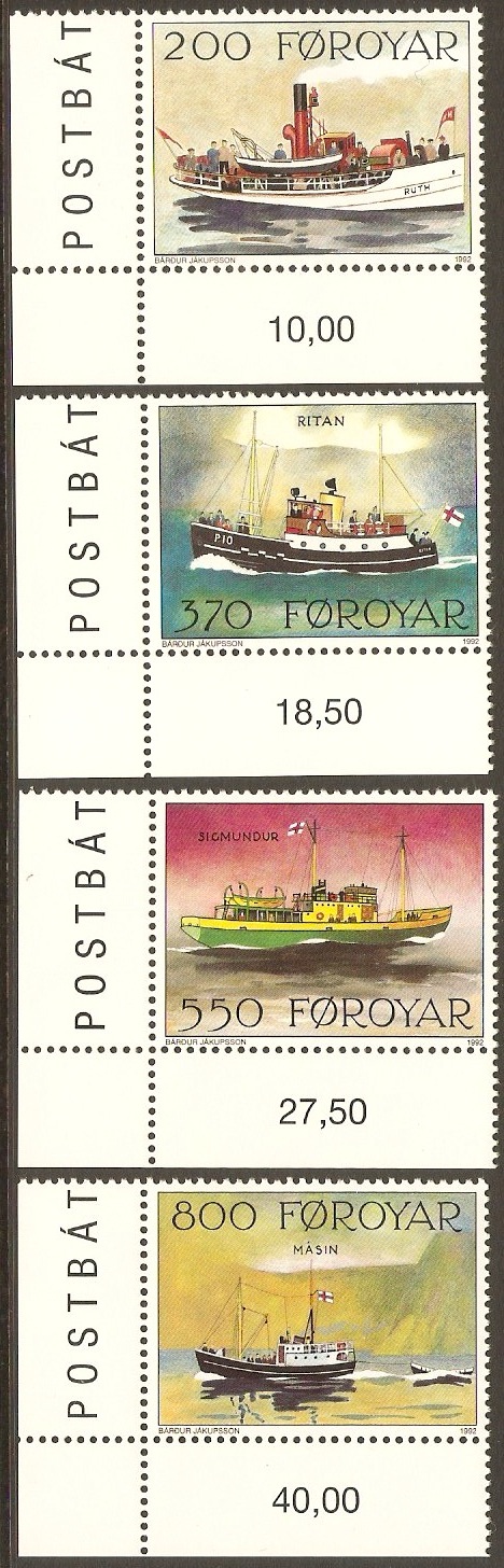 Faroe Islands 1992 Mail Ships Set. SG220-SG223.