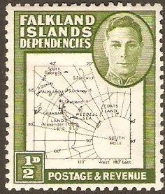 Falkland Islands Dependencies 1946 d Black and green. SGG1.