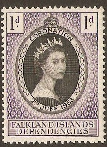 Falkland Islands Depend. 1953 Coronation Stamp. SGG25.