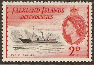 Falkland Islands Depend. 1954 2d Black and rose-red. SGG29.