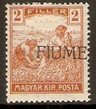 Fiume 1918 2f Yellow-brown. SG1.