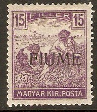 Fiume 1918 15f Violet. SG7.