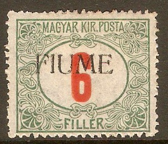 Fiume 1918 6f Red and green - Postage Due. SGD35.