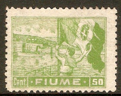 Fiume 1919 50c Yellow-green. SG63.