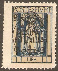 Fiume 1924 1l Indigo - Regno d'Italia Overprint. SG220