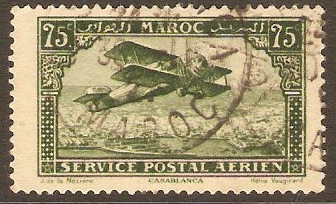 French Morocco 1922 75c Green (Type III) - Air series. SG116.