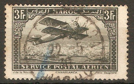 French Morocco 1922 3f Greenish black (Type III) - Air. SG122.