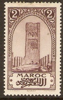 French Morocco 1923 2c Purple-brown. SG124a.