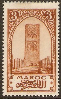 French Morocco 1923 3c Yellow-brown. SG125.